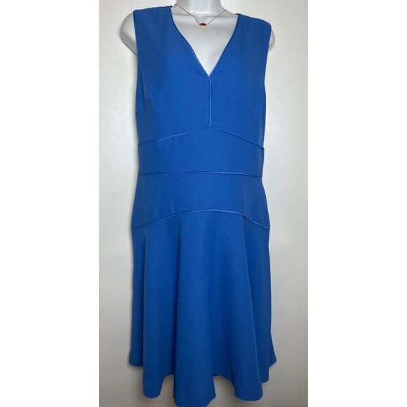 Banana Republic Blue Sleeveless V-Neck Dress Size 12 - Picture 3 of 9